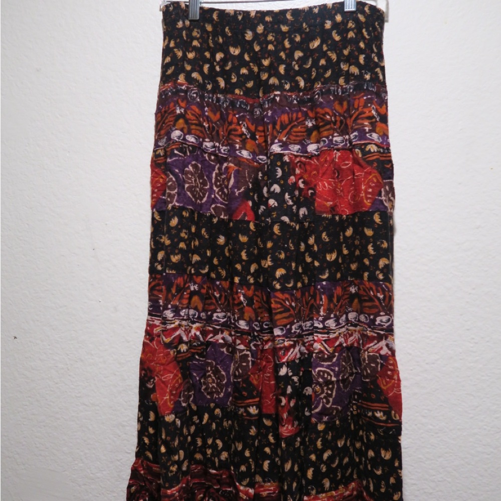 Carole Little Whimsical Multicolor Patchwork Maxi Skirt